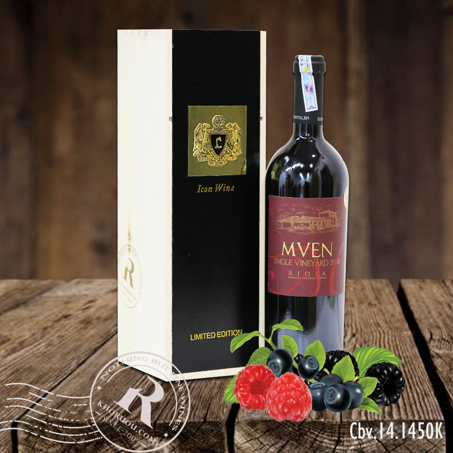 Rượu vang đỏ Mven và hộp gỗ đơn tinh tế