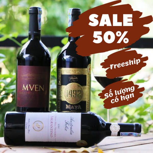 SALE SỐC GIẢM GIÁ 50% RƯỢU VANG NHẬP KHẨU CAO CẤP