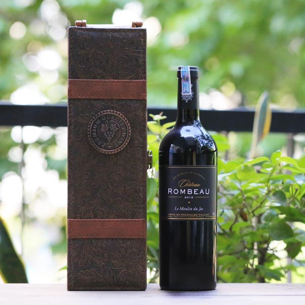 Hộp da đơn + Vang Pháp cao cấp