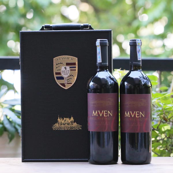 Hộp gỗ đôi cao cấp + vang Mven Tây Ban Nha