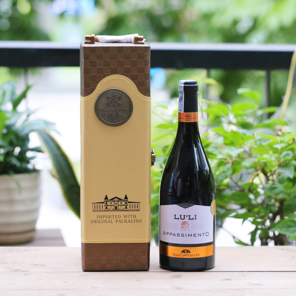 Hộp da đơn cao cấp + Vang Ý Luli Appassimento