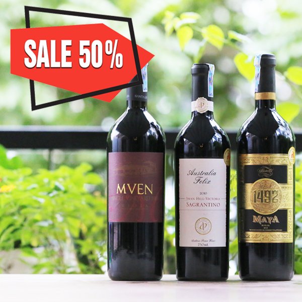 Giảm 50% cho bộ 3 vang Tây Ban Nha, vang Úc cao cấp Giảm 50% cho bộ 3 vang Tây Ban Nha, vang Úc cao cấp