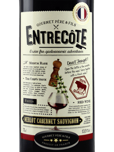 Rượu Vang Pháp Entrecote Merlot Cabernet Sauvignon 1,5L